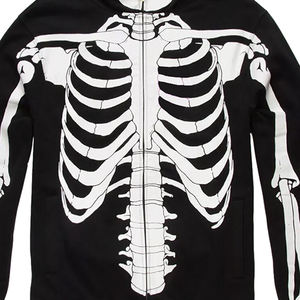 Sudaderas con capucha con cremallera completa para hombre Sudaderas con capucha de color negro Ropa de calle de invierno 350 GSM Sudaderas con capucha de diseño temático de esqueleto - Product Image 5