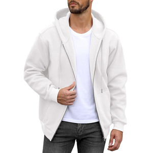 Sudaderas con capucha con cremallera y forro polar de algodón 100% con impresión de logotipo personalizado sudaderas con capucha de mezcla de algodón básicas de alta calidad para hombre sudaderas lisas - Product Image 3