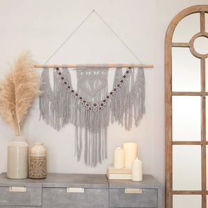 Décoration murale en macramé minimaliste faite à la main, corde en coton naturel, tissée à la main, pour la maison, le café, vente en gros, OEM, ODM - Product Image 6