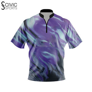 Custom Made Bowling 1/4 Zip Jerseys 100% Polyester Drop Shoulder Ringer Haute Qualité Plus Size Hommes - Product Image 3