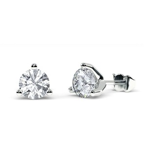 Pendientes de diamantes redondos de 3 puntas con 0.30 quilates de diamantes cultivados en laboratorio en platino para boda o compromiso. - Product Image 1