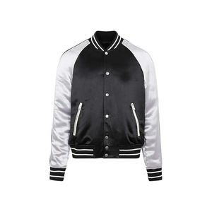 Chaqueta Varsity de Lona para Hombre, Estilo Urbano, Cálida para Invierno, con Cuello Alto, Parches de Chenilla con Logotipo Frontal, Uso Casual - Product Image 1