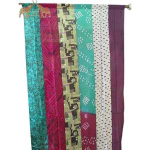Indian Old Silk Sari Saree Boho-Themed <b>Window</b> <b>Curtains</b> & Valances Elegant Bohemian Decor Drapes - Product Image 6