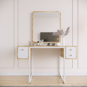 Modern Design SFBTD014 Wood Panel <b>Makeup</b> Table with Hinged <b>Drawers</b> High Quality Rubberwood - Product Image 6