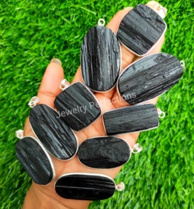 La mayoría de las tendencias elegante único bisel de plata esterlina encantos para mujeres princesa corte Natural negro turmalina Druzy colgante collar - Product Image 4