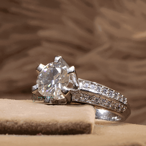 Round Cut Lab Grown Diamond Sterling <b>Silver</b> Prong Set <b>Solitaire</b> Engagement <b>Ring</b> for Women Cute RITZIN - Product Image 1