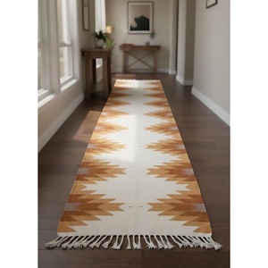 Handwoven <b>Jute</b> Kilim <b>Runner</b> <b>Rug</b> Southwestern Boho Geometric Design Anti-Slip Luxury Floor Mat - Product Image 1