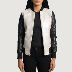 Chaqueta de Cuero Casual de Manga Larga para Mujer con Cuello Alto, Cierre de Cremallera, Estilo Moderno y Urbano para Invierno - Product Image 3