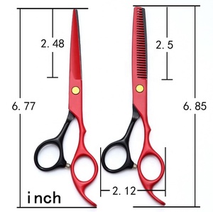 Juego de tijeras de corte de pelo ajustables de Color dorado profesional, tijeras de peluquero de acero inoxidable de 2 piezas con reposapiés - Product Image 6