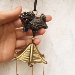 Carillon éolien Feng Shui en laiton vintage avec 3 cloches, carillons de porte et carillons porte-bonheur, décoration d'intérieur - Product Image 2