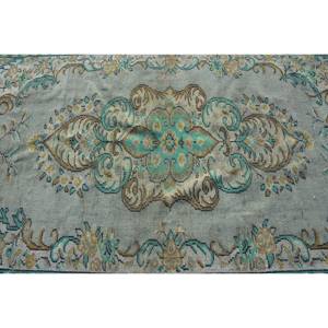 Alfombra turca clásica Vintage de 5,3x8,9 pies, Alfombra de lana de retazos verde y Beige para sala de estar con respaldo de látex, 9x12 ", nombre del producto - Product Image 5