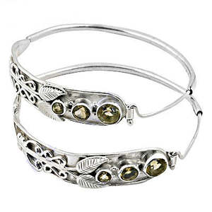 "Fine 925 <b>Silver</b> Peridot Bangle <b>Bracelet</b> for Women's Gift Jewelry" - Product Image 1
