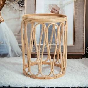 Taburete de caña de bambú para interior/exterior con consola con incrustaciones de hueso Muda otomana sentada para el hogar, sala de estar, oficina o dormitorio - Product Image 3