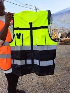 Chaleco de Seguridad Reflectante de Alta Visibilidad 100% Poliéster, Ropa de Trabajo Protectora con Múltiples Bolsillos - Product Image 4