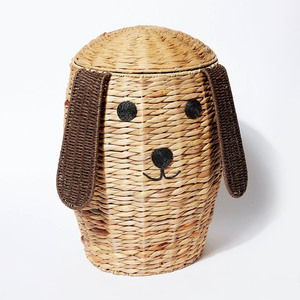 Dog shaped water hyacinth basket for baby <b>shower</b> room decor <b>storage</b> baskets with removable lid - Product Image 1