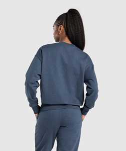 <b>Women's</b> Oversized Crewneck <b>Sweatshirt</b> 100% Cotton 350GSM Heavyweight Pullover <b>Long</b> Sleeve Solid Casual Streetwear Fashion Top - Product Image 2