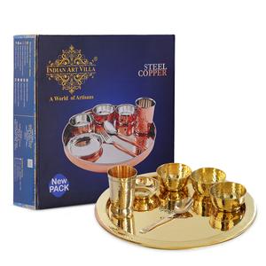 IndianArtVilla Ensemble de dîner 7 pièces en laiton pur martelé-16 "pouces pour la maison, hôtel et restaurant - Product Image 6