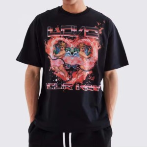 Ropa de hombre de alta calidad, camiseta de gran tamaño, ropa de calle de algodón 100%, camisetas Vintage con logotipo personalizado de lavado ácido negro Hip Hop - Product Image 5