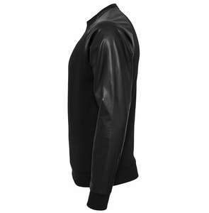 Sudadera personalizada de fabricante para hombre con mangas de cuero sudaderas con mangas de cuero transpirables - Product Image 3