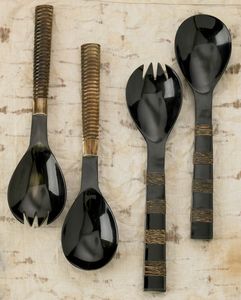 Serveur à salade en corne naturelle lot de 2 pièces avec manche en os cuillère et fourchette Serveur à salade personnalisé et mélange d'ustensiles de cuisine et vaisselle - Product Image 3
