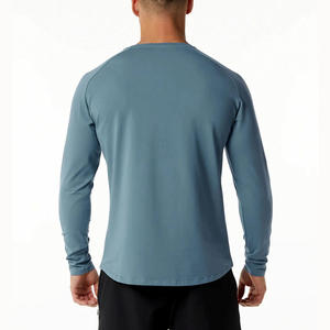 T-shirt à manches longues col rond en coton personnalisé avec logo pour homme - Product Image 3