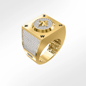 แหวนเพชรโมอิสชุบทองแท้10K พร้อมแหวนเพชรสีขาวและดำสำหรับผู้ชายเครื่องประดับแฟชั่น - Product Image 2