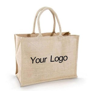High Quality Custom <b>Burlap</b> Jute <b>Fabric</b> Bag with Handle Zipper Closure Custom Logo in Viet Nam Reasonable Price for Shopping Use - Product Image 4