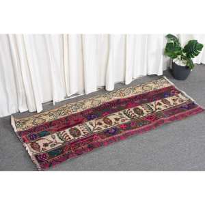 Vintage 18x4ft rojo beige estilo Kilim alfombra turca área grande lana rectángulo Patchwork diseño para entrada pasillo 10mm - Product Image 3