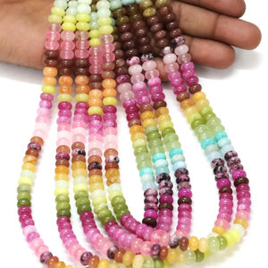 Hermosas Cuentas de Cuarzo de Color Rosa Arcoíris en Forma de Rondel, Cuentas de Piedras Preciosas de Cuarzo Multicolor de 7-8 mm, Venta al por Mayor - Product Image 2