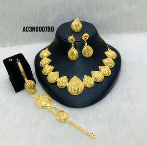 Conjunto de collar de novia de boda chapado en oro diseño en línea joyería de moda todo tipo nuevo diseño - Product Image 1