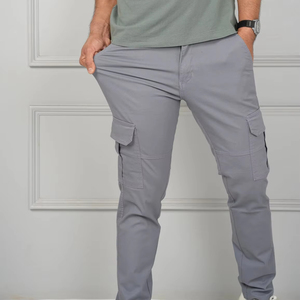 Pantalones de Trabajo Casuales de Lona Transpirables e Impermeables para Hombre 2024, Pantalones Cargo de Poliéster/Algodón, Cintura Media Elástica, Gran Venta - Product Image 1