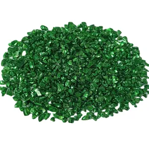 Chips de vidrio recubiertos de color verde pavimentación con baldosas epocy y terrazo, chips de vidrio usados, chip de recubrimiento de color especial no removela