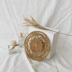 Super Offre Spéciale pas cher prix bas quantité minimale de commande fait à la main motif rond mangé napperons-petit rotin, forme ovale, marron rustique décoration de la maison - Product Image 4
