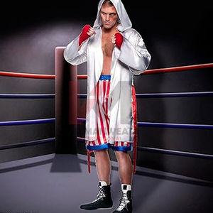 Disfraz de Boxeo con Bandera Americana de Satén para Adultos, Bata, Guantes de Boxeo, Pantalones Cortos de Campeón, Atuendo Patriótico para Halloween - Product Image 6