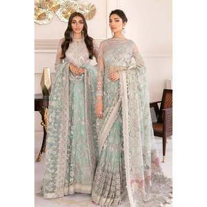 Embroidered Chiffon <b>Net</b> <b>Fabric</b> CH08-10 Stitched Design - Product Image 1