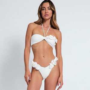 ชุดชั้นในบิกินี่แบบคลาสสิก ผ้าไหม/ผ้าฝ้ายผสม เนื้อเบา ไร้โครง ฟองน้ำบาง แห้งเร็ว สีพื้น สำหรับผู้หญิง - Product Image 2