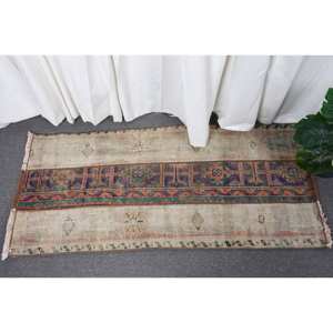 Gran Bohemia Beige 1,9X4 pies Área Alfombra Clásico Turco Rectángulo Lana Patrón de retazos abstracto Respaldo de látex para alfombra de vida - Product Image 1