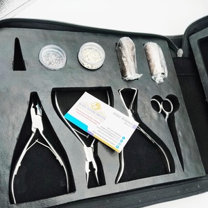 Kit de pinces Microlink en acier inoxydable pour extensions de cheveux Outil de perlage à forte tenue pour cheveux kératine Matériau métallique - Product Image 1