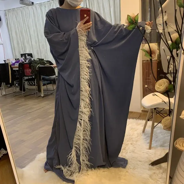 Dubai tarzı Abaya siyah zarif Modern Abaya Dubai tarzı High End kumaş Kaftan çarşaf İslami elbise Kaftan toptan ucuz