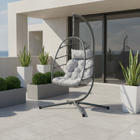 Patio Jardin Siège Unique Oeuf Chaise Extérieure Rotin Balançoire Chaise Suspendue Avec Support Oeuf Chaise