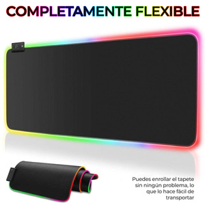 Tapis de souris de jeu avec éclairage LED RVB, 90x40 cm, imperméable, 4 mm d'épaisseur, logo personnalisé, chauffant et avec recharge sans fil, style imprimé - Product Image 4