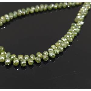Cuentas de Diamantes Briolette Facetadas Verdes Naturales de Primera Calidad, Brillantes, en Forma de Lágrima, Diamantes Sueltos Personalizados - Product Image 2
