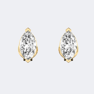 Boucles d'oreilles classiques en or massif avec diamants taille marquise 1,00 carat, serties en V, solitaires, bijoux minimalistes, cadeau pour femme - Product Image 1