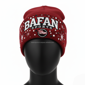 Bonnet d'hiver pour hommes Premium 300 GSM tricot acrylique doux et chaud couleur marron personnalisé 3D broderie Logo jacquard Bonnet pour hommes - Product Image 1
