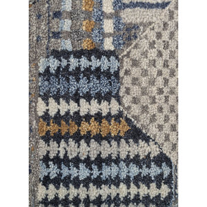 Alfombra Manchaha Lub-126 Azul, Tejida a Mano con Lana y Seda, Diseño Geométrico para el Hogar - Product Image 3