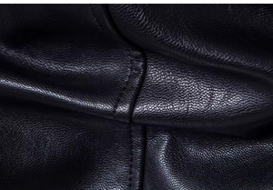 แจ็คเก็ตหนังแฟชั่นผู้ชายทรงเข้ารูปคุณภาพสูง ทำจากหนังวัว นุ่มและอบอุ่น แขนเสื้อปรับได้ แจ็คเก็ตสไตล์ไบค์เกอร์ - Product Image 5