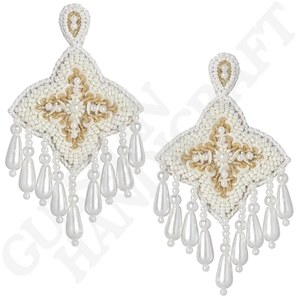 Nature-<b>Inspired</b> Eco-Friendly Vintage Flower Shaped Embroidery Drop Earrings Handwoven Custom <b>Jewelry</b> for Fashion Parties - Product Image 1