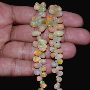 Ópalo etíope Welo AAA+ de 4x7mm-7x11mm, cuentas lisas en forma de lágrima, ópalo de fuego natural, cuentas sueltas para joyería. - Product Image 2