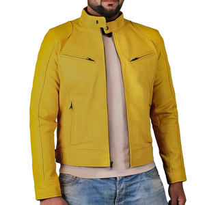 Chaqueta de Cuero Casual para Hombre, Venta al por Mayor de Fábrica, Logotipo Personalizado, Estilo Urbano, Cuello Alto, Chaqueta de Motociclista de Cuero para Hombre - Product Image 6