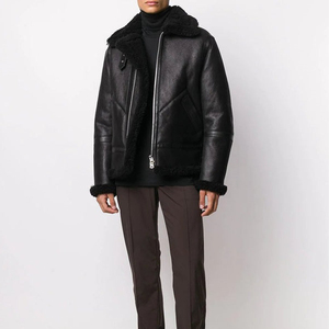 Chaqueta de Cuero de Aviador Negra para Hombre, Diseño OEM, Estilo Nuevo, Chaqueta de Cuero para Motocicleta y Ropa Urbana - Product Image 3